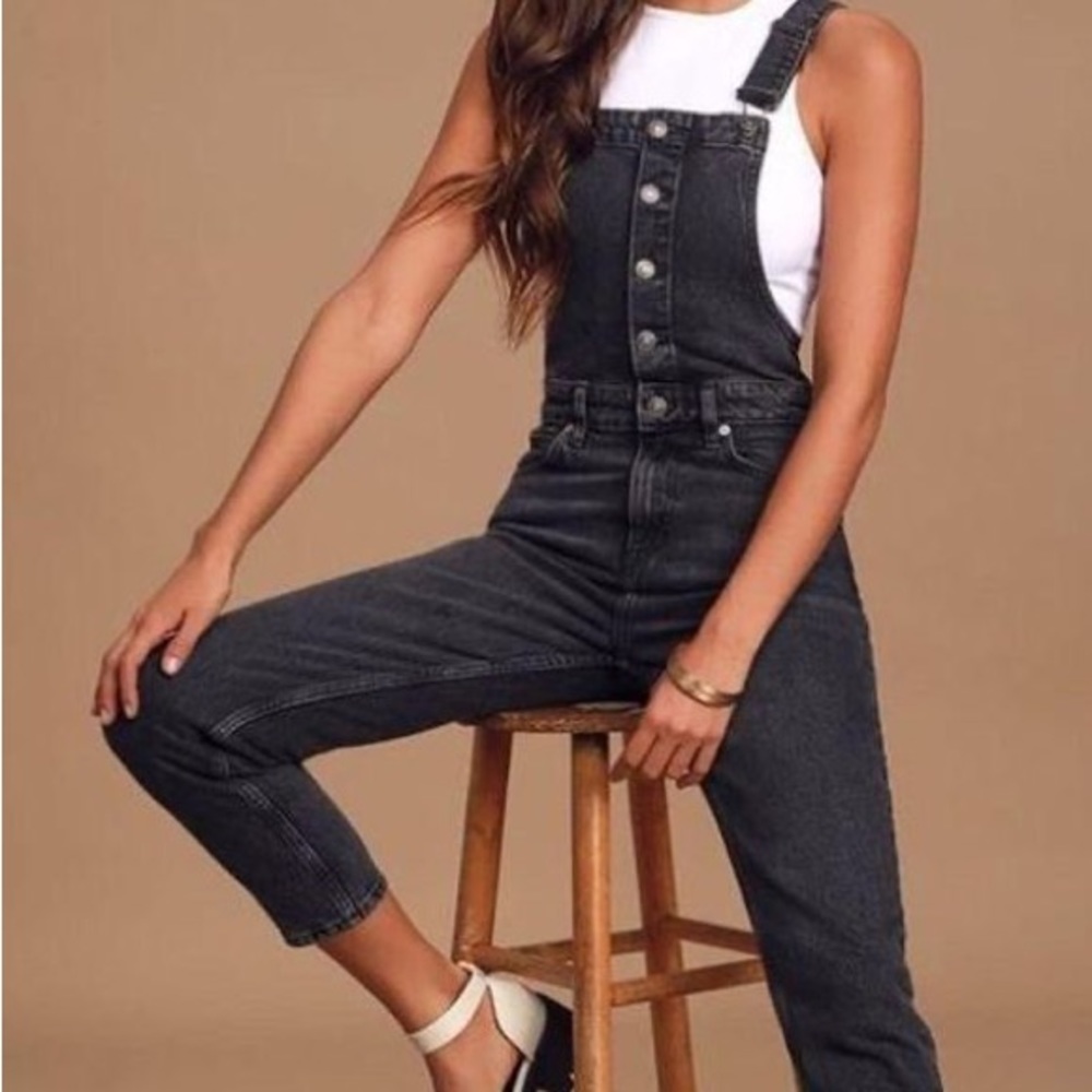 Free People Shelby Overall Jumpsuit Washed Black Size 26